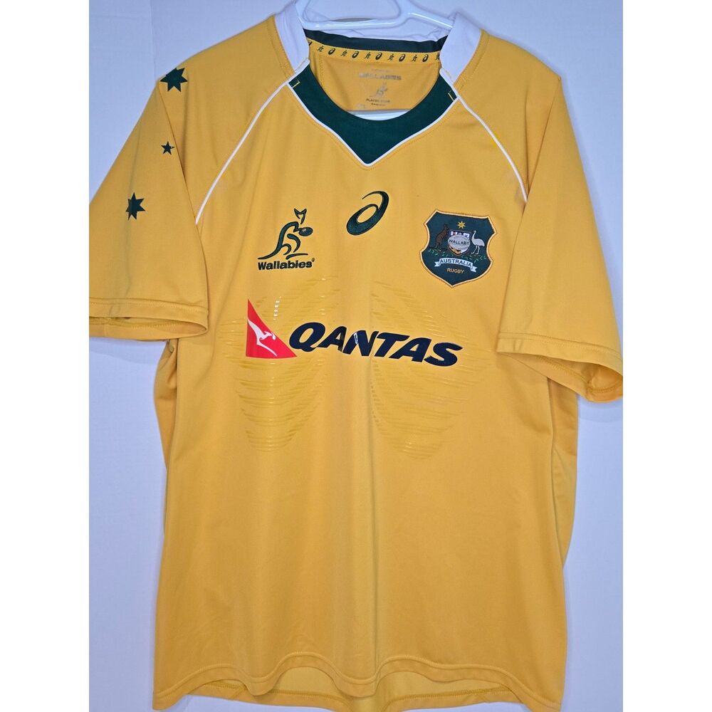Asics Australia Wallabies Qantas Rugby Union Jersey | Men's Size XXL | Gold